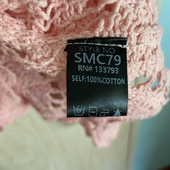 POL Pink Peach Crochet Button Front Cardigan One Size SMC79 Beautiful - Picture 10 of 13